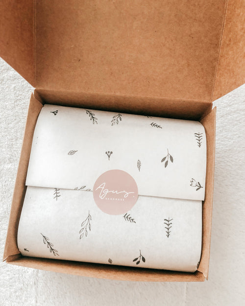 Welcome Set – Classic (Handmade Baby Booties + 3 Personalized Leather Pacifier Clips)