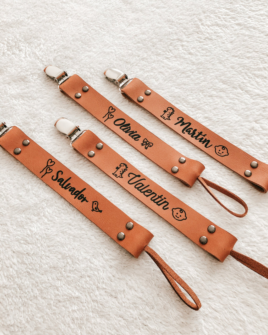 Custom Leather Pacifier Clip — Handcrafted for Your Baby’s First Moments