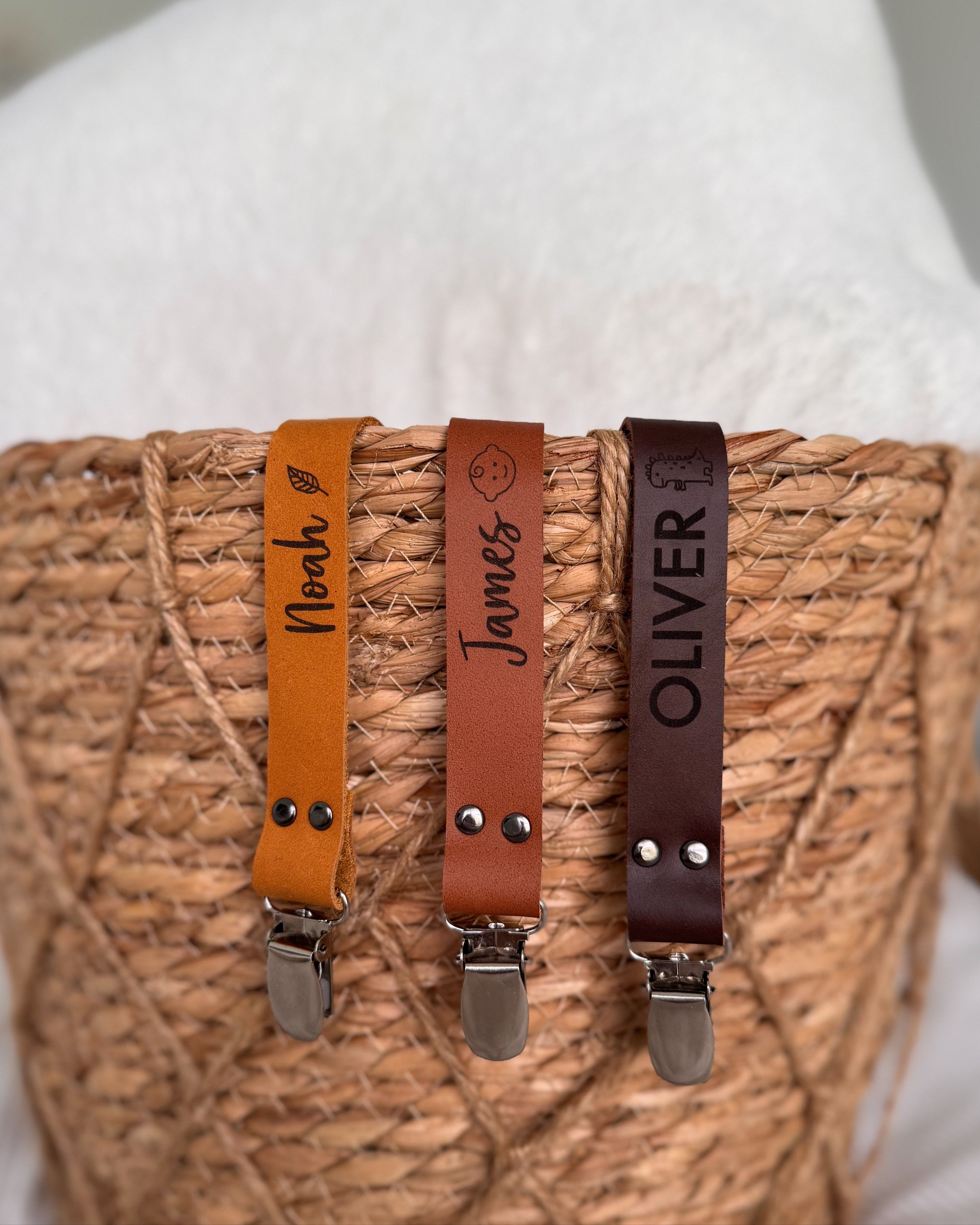 Custom Leather Pacifier Clip — Handcrafted for Your Baby’s First Moments