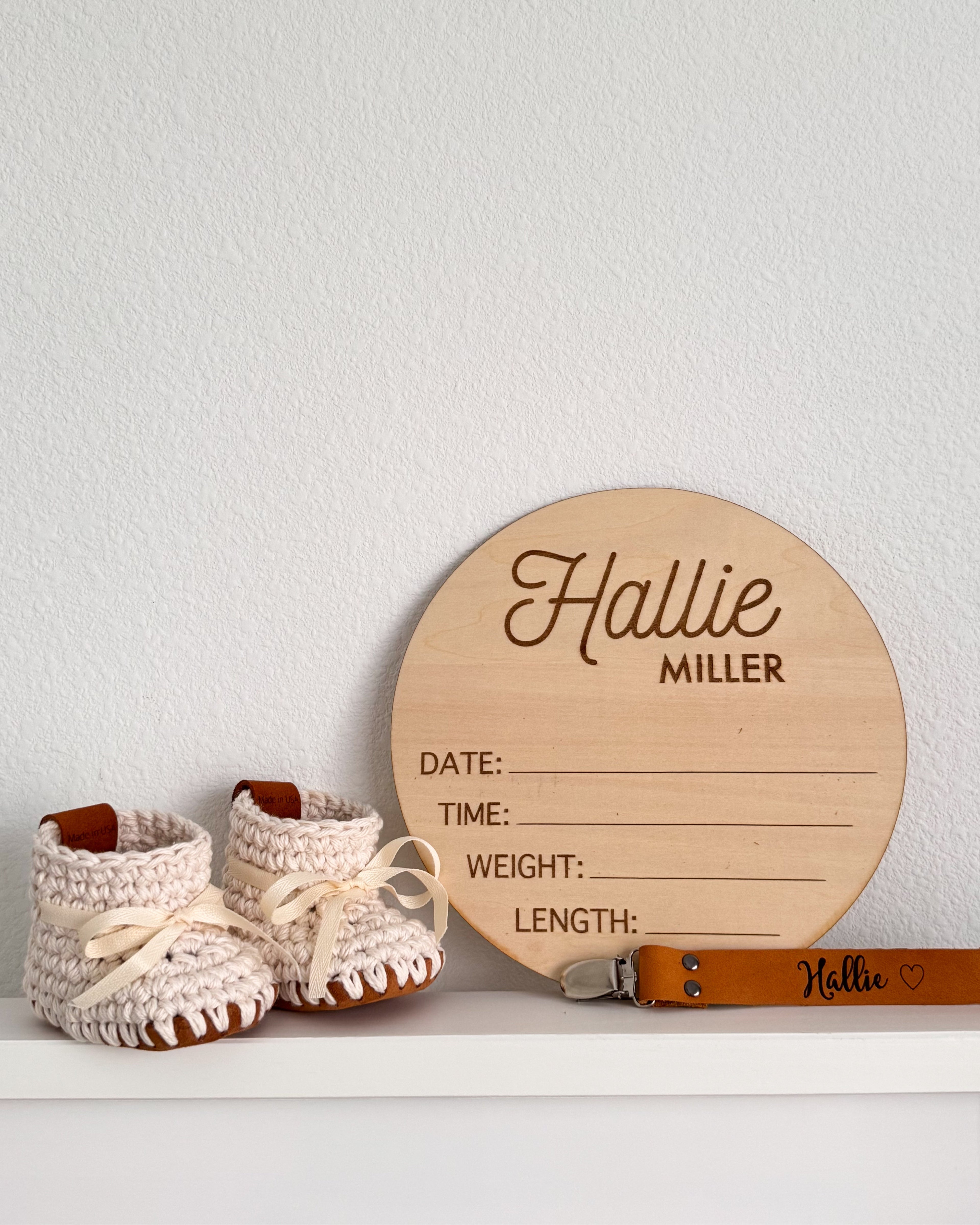 Personalized Birth Announcement Plaque – 6” Wooden Keepsake