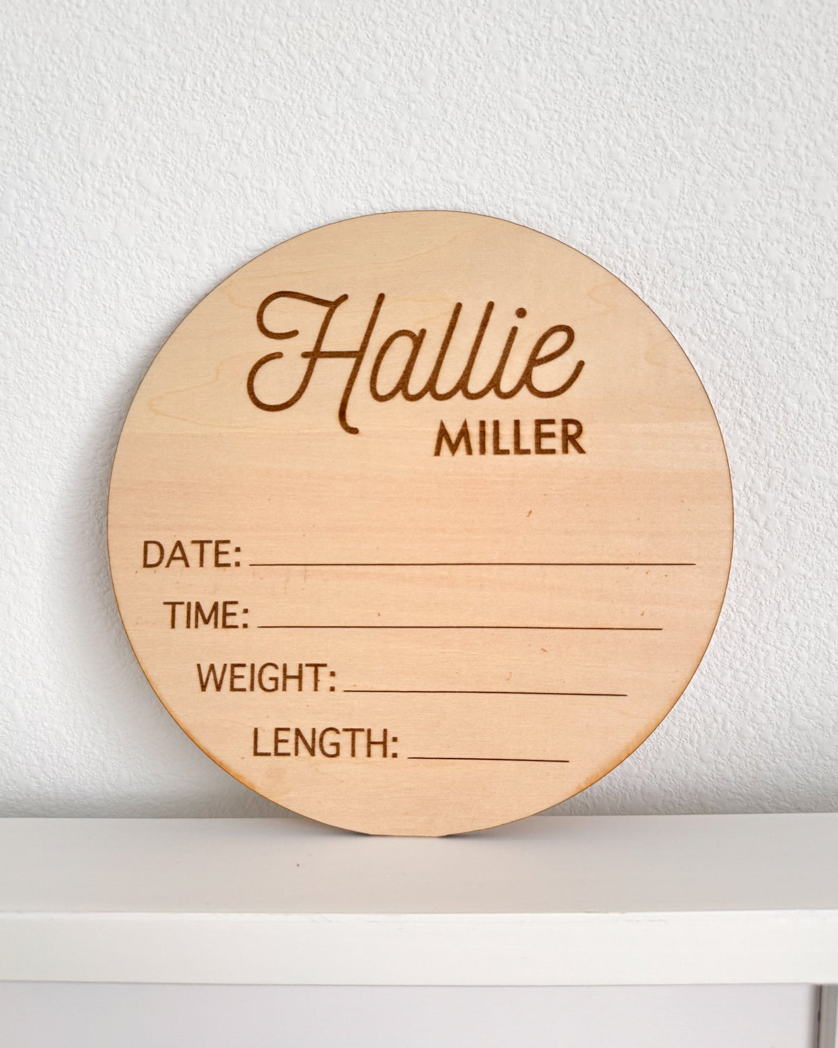 Personalized Birth Announcement Plaque – 6” Wooden Keepsake