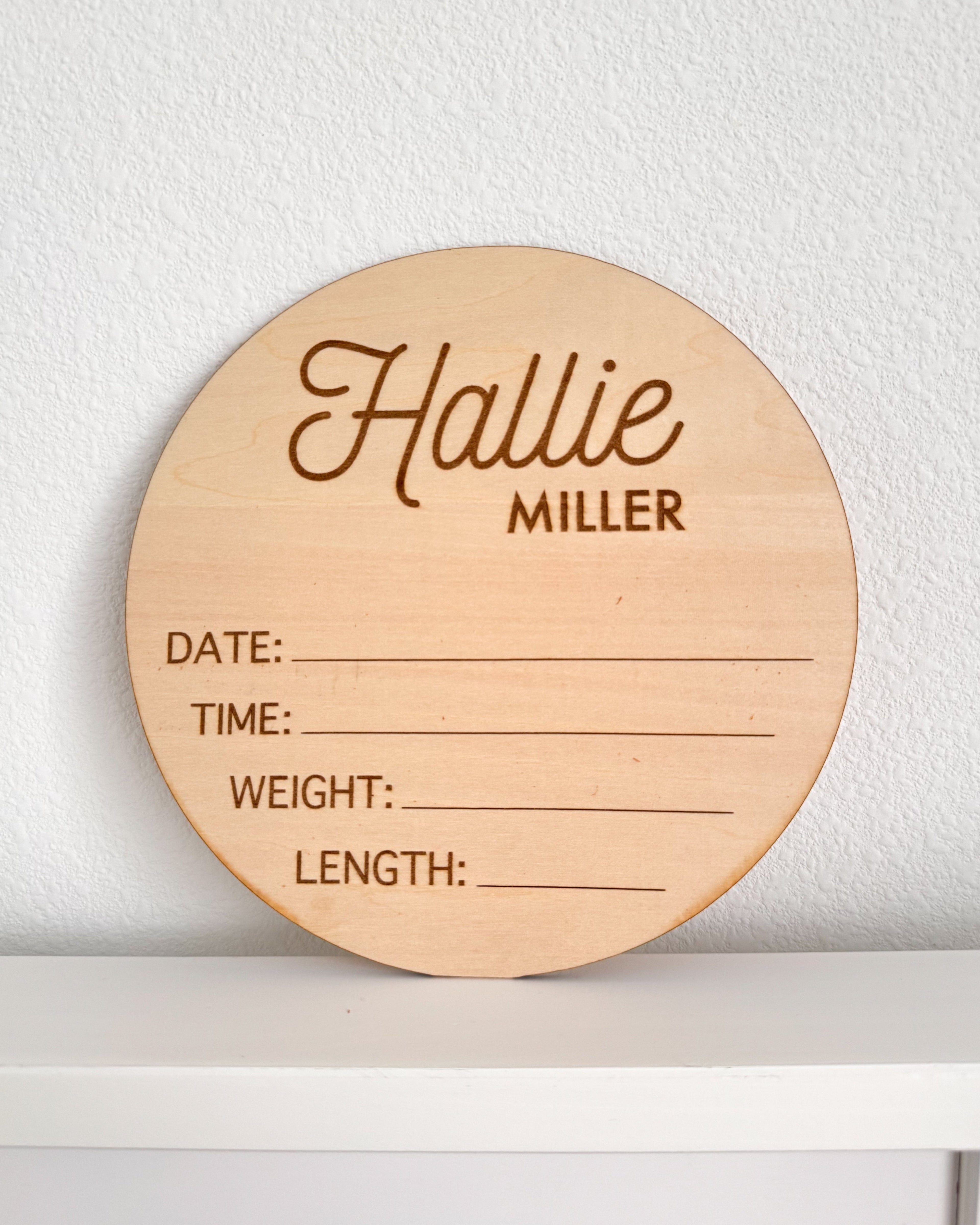 Personalized Birth Announcement Plaque – 6” Wooden Keepsake