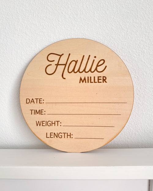 Personalized Birth Announcement Plaque – 6” Wooden Keepsake