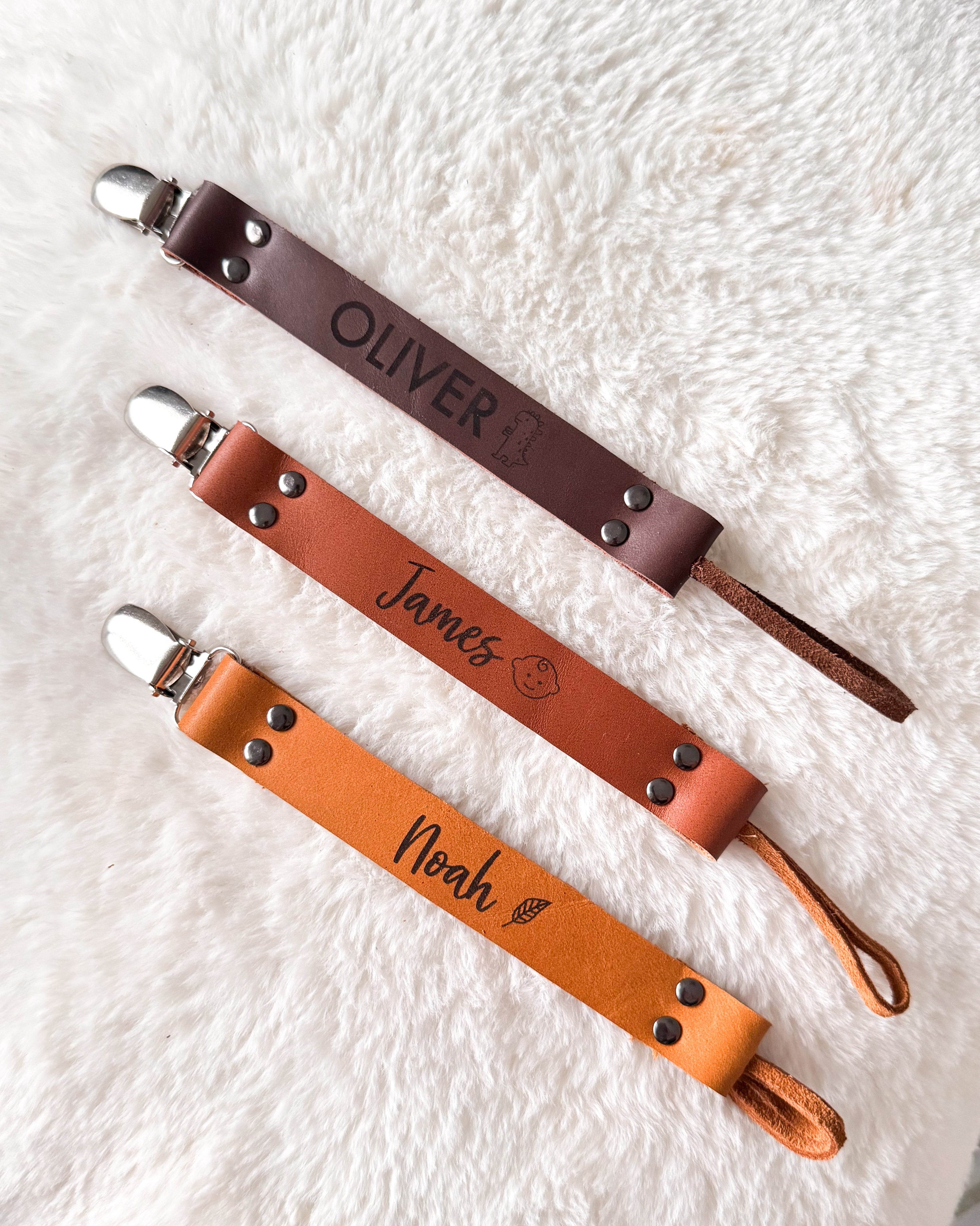 Custom Leather Pacifier Clip — Handcrafted for Your Baby’s First Moments