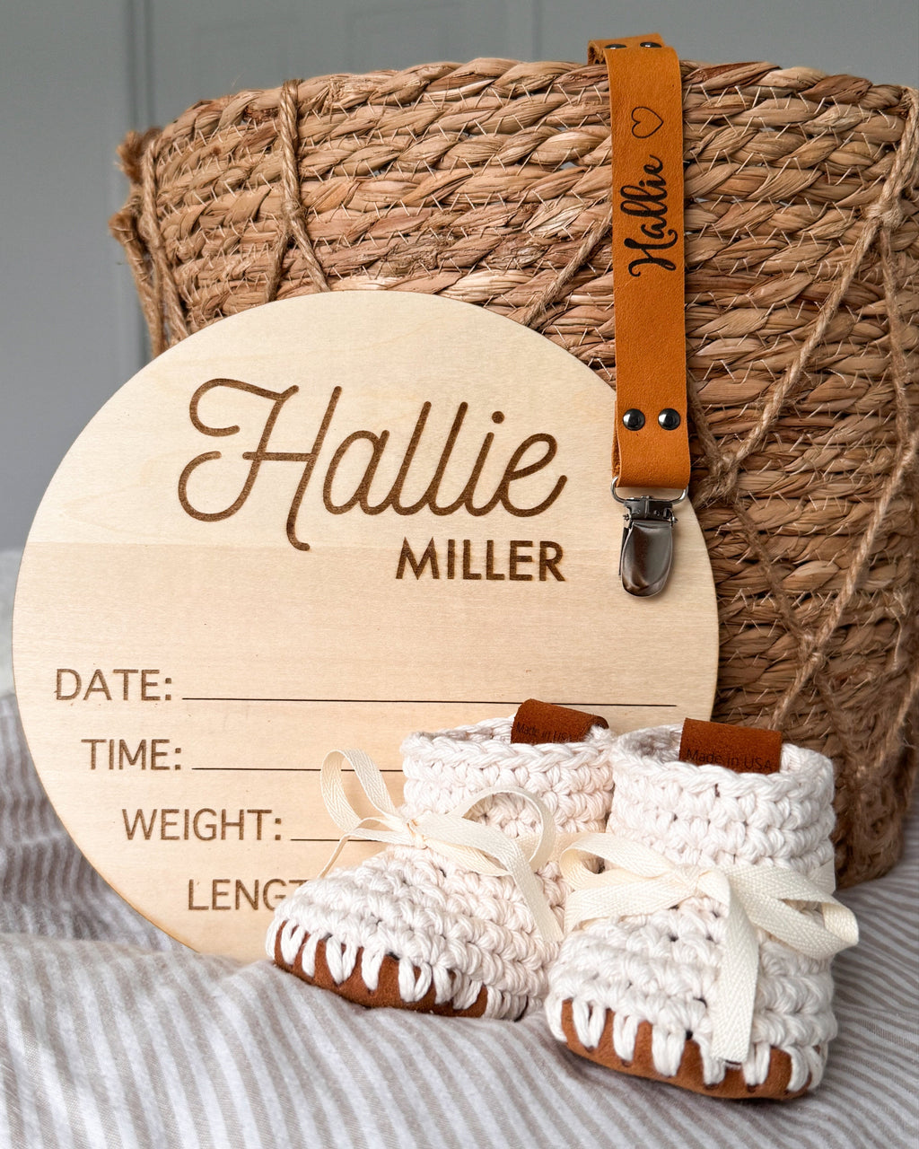 Personalized Birth Announcement Plaque – 6” Wooden Keepsake