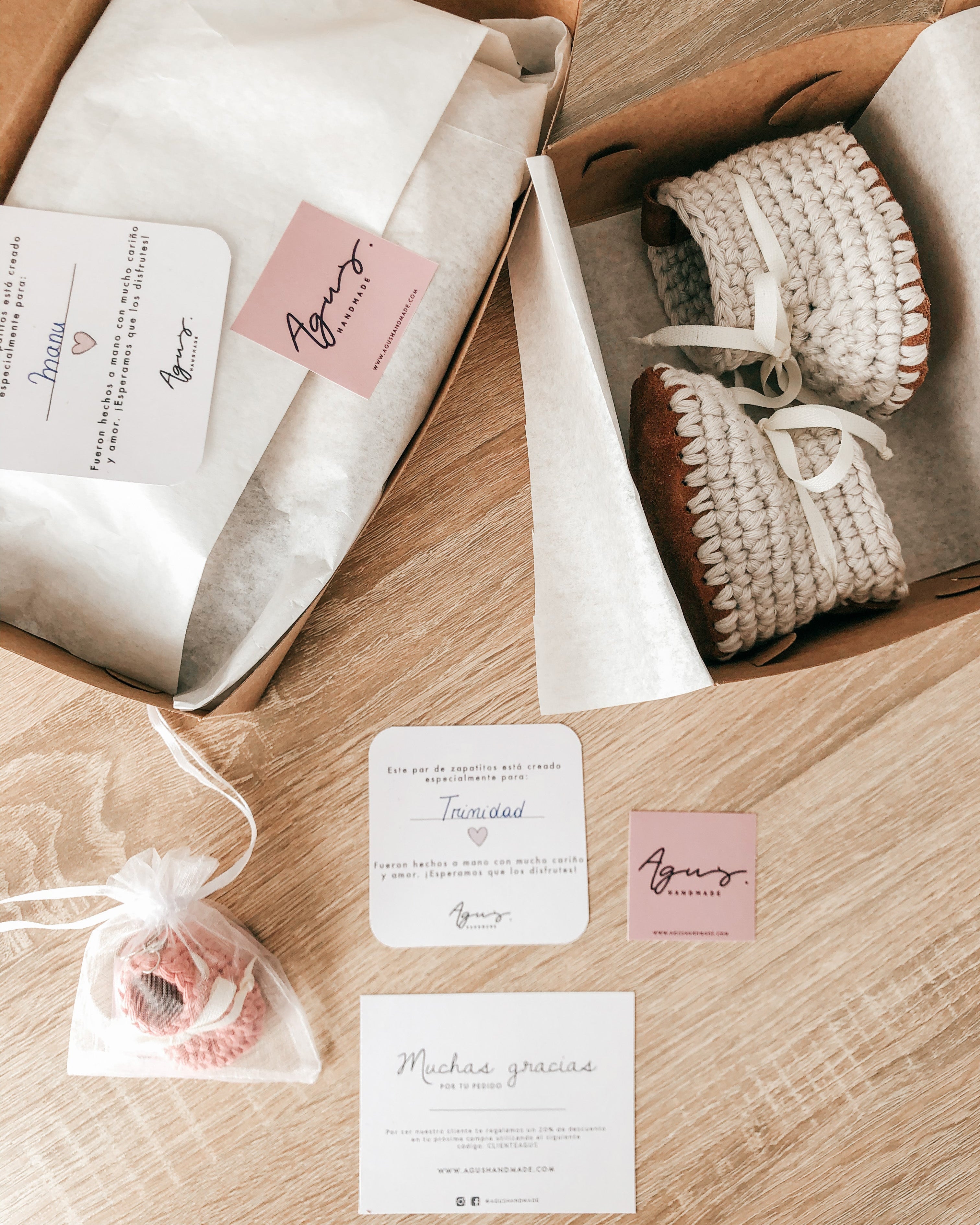 Handmade Baby Booties – Natural Cotton & Leather Sole (0–3M, Beige)