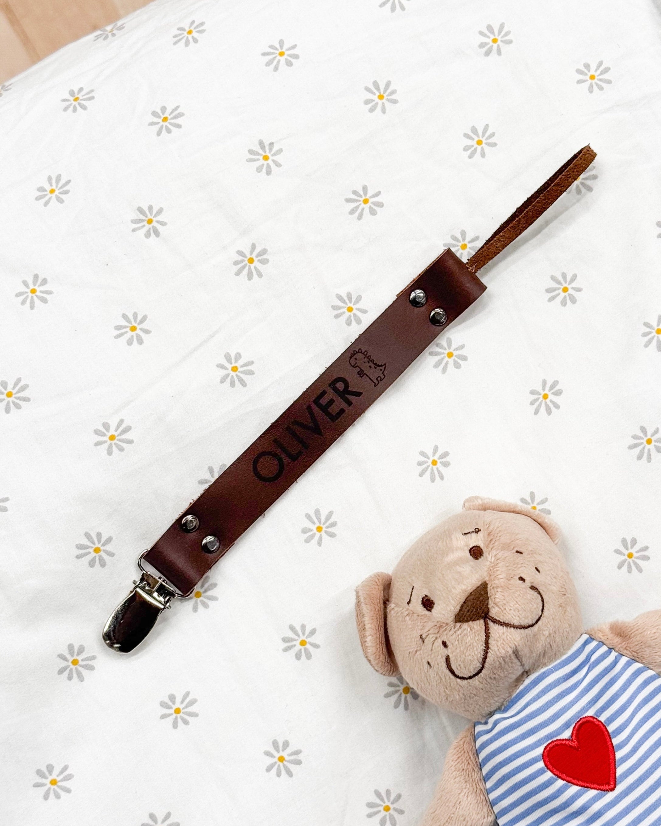 Custom Leather Pacifier Clip — Handcrafted for Your Baby’s First Moments