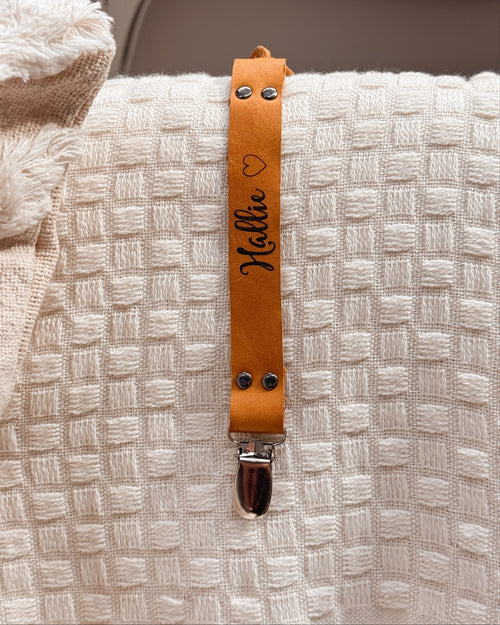 Custom Leather Pacifier Clip — Handcrafted for Your Baby’s First Moments