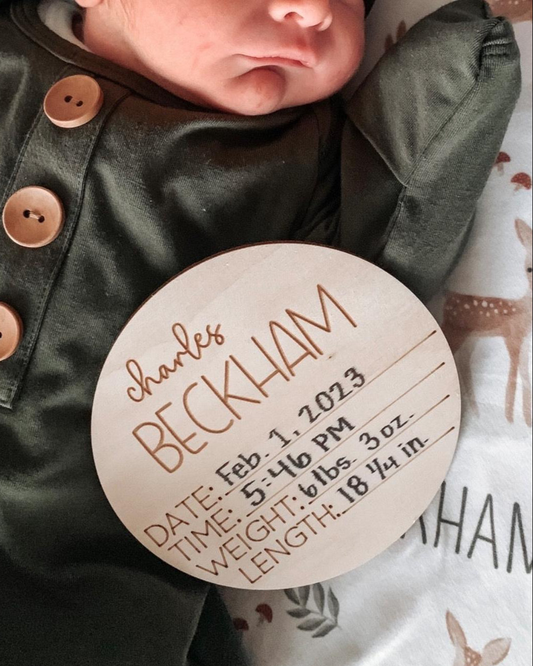 Personalized Birth Announcement Plaque – 6” Wooden Keepsake